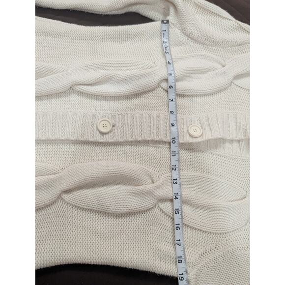Gorgeous chunky cream colored fisherman's style sweater by Nine & Co size L - Picture 6 of 8